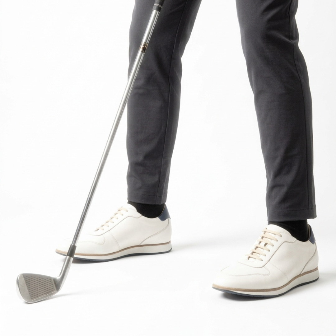 +2 inches Cowhide Leather Golf Sneakers No.28